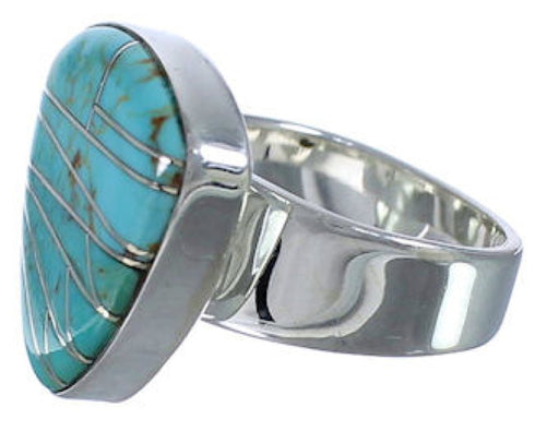 Substantial Jewelry Silver And Turquoise Ring Size 7-3/4 PX40401