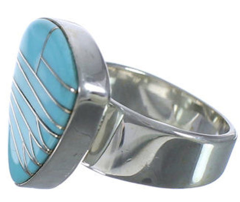 Substantial Turquoise Inlay Southwestern Ring Size 8-1/4 PX40463