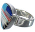 Multicolor Inlay Sterling Silver Heavy Ring Size 4-3/4 PX40466