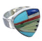 Sterling Silver High Quality Multicolor Inlay Ring Size 7-3/4 PX40478