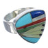Sterling Silver High Quality Multicolor Inlay Ring Size 7-3/4 PX40478