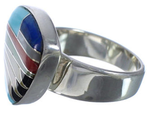 Southwestern Multicolor Inlay Substantial Ring Size 5-1/4 PX40470