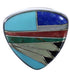 Sturdy Sterling Silver Multicolor Inlay Ring Size 8-3/4 PX40486