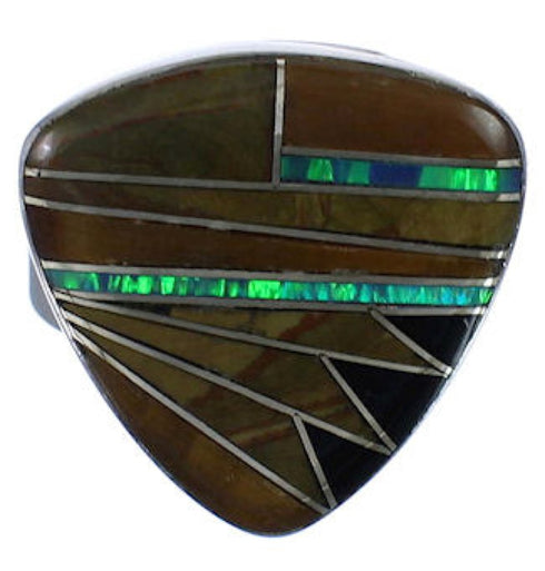 Southwestern Multicolor Inlay Well-Built Ring Size 8-3/4 PX40504