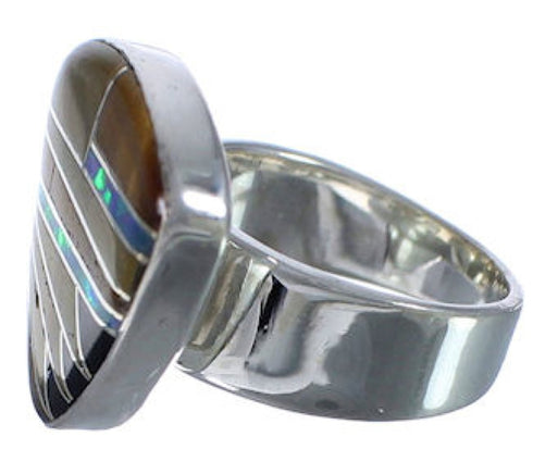 Multicolor Southwestern Heavy Jewelry Silver Ring Size 5-1/4 PX40506