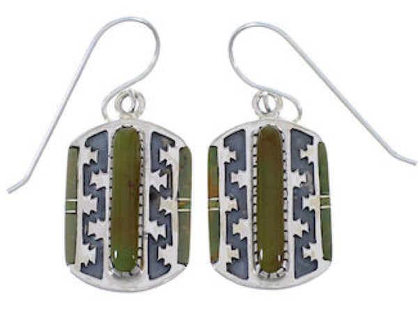 Southwestern Turquoise And Silver Hook Dangle Earrings PX32735