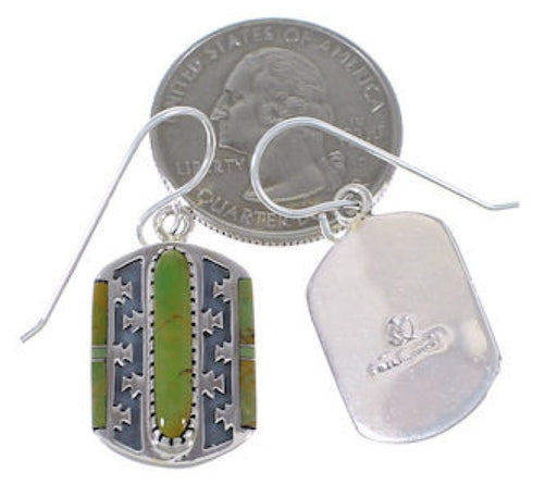 Turquoise Inlay Sterling Silver Hook Dangle Earrings PX32737