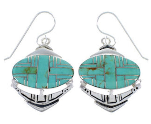 Silver Turquoise Jewelry Hook Dangle Earrings PX32784