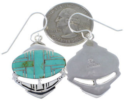 Silver Turquoise Jewelry Hook Dangle Earrings PX32784