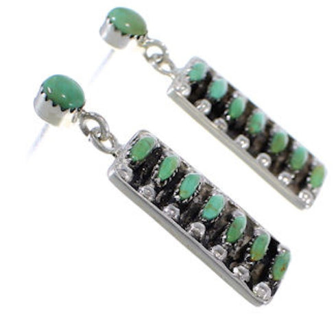 Genuine Sterling Silver Turquoise Post Dangle Earrings PX32843