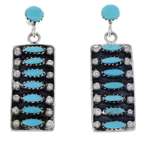 Silver Southwest Turquoise Post Dangle Earrings PX32853