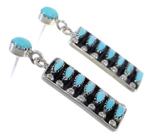 Silver Southwest Turquoise Post Dangle Earrings PX32853