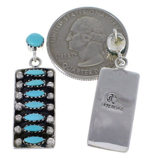 Silver Southwest Turquoise Post Dangle Earrings PX32853
