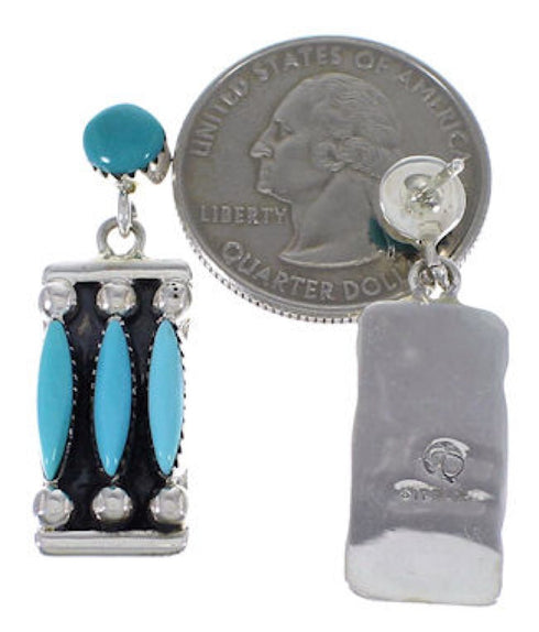 Sterling Silver And Turquoise Jewelry Post Dangle Earrings PX32860