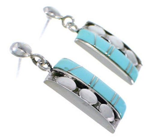 Genuine Sterling Silver Jewelry Turquoise Post Dangle Earrings PX32875