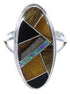 Sterling Silver Multicolor Inlay Southwestern Ring Size 8 UX34125
