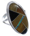 Authentic Sterling Silver Multicolor Inlay Ring Size 7-1/4 UX34159