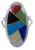Genuine Sterling Silver Multicolor Inlay Ring Size 5-3/4 UX34170