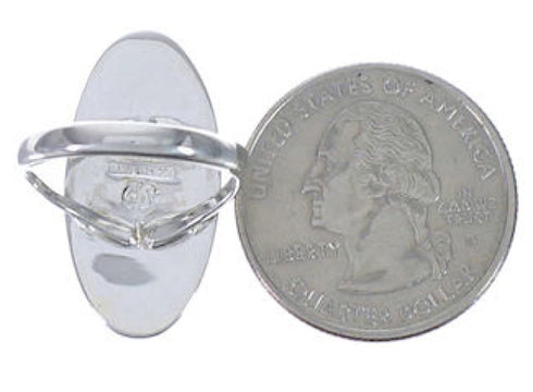 Southwestern Sterling Silver Multicolor Inlay Ring Size 6-1/4 UX34171