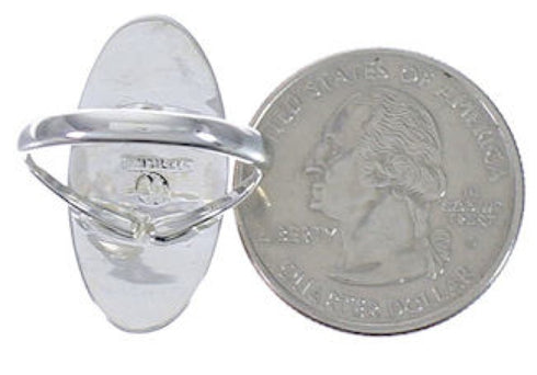 Southwestern Sterling Silver Multicolor Inlay Ring Size 8 UX34183