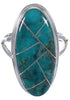 Southwest Sterling Silver Turquoise Inlay Ring Size 4-1/2 UX34207