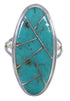 Turquoise Inlay And Sterling Silver Jewelry Ring Size 5-1/4 UX34215