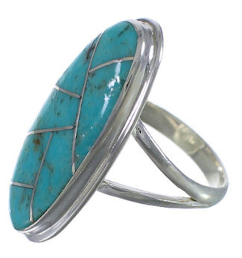 Turquoise Inlay And Sterling Silver Jewelry Ring Size 5-1/4 UX34215