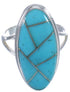 Southwest Sterling Silver Turquoise Inlay Ring Size 6-3/4 UX34258