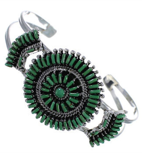 Southwest Turquoise Needlepoint Sterling Silver Cuff Bracelet EX28390