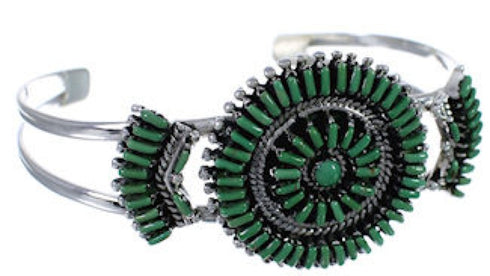 Southwest Turquoise Needlepoint Sterling Silver Cuff Bracelet EX28390