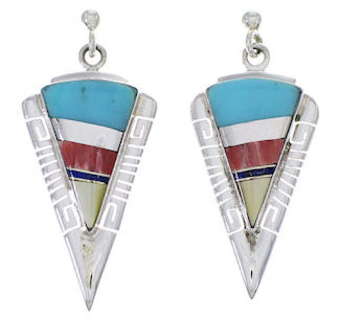 Southwest Multicolor Inlay Sterling Silver Earrings EX31429