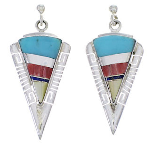 Southwest Multicolor Inlay Sterling Silver Earrings EX31429