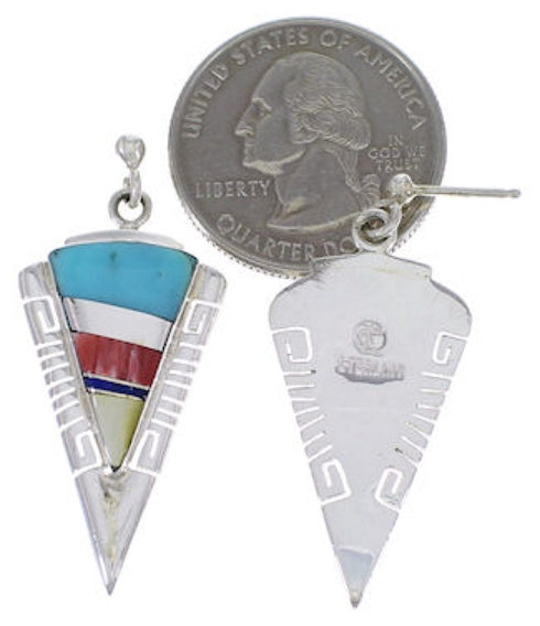 Southwest Multicolor Inlay Sterling Silver Earrings EX31429