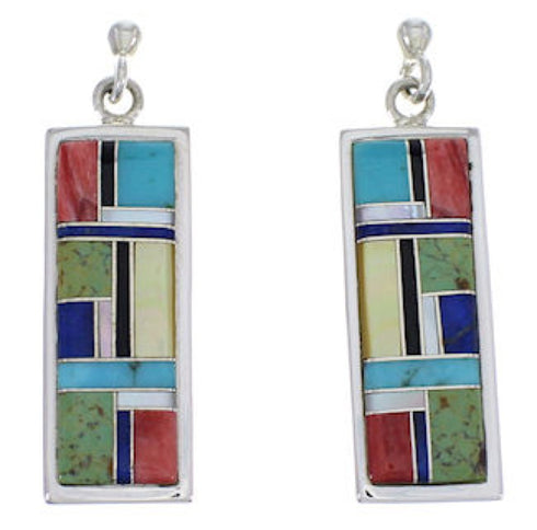 Southwestern Multicolor Inlay And Silver Earrings EX31496