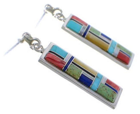 Southwestern Multicolor Inlay And Silver Earrings EX31496