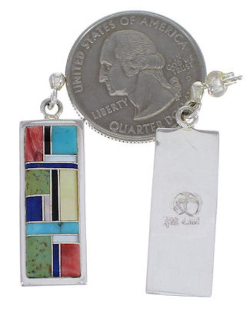 Southwestern Multicolor Inlay And Silver Earrings EX31496