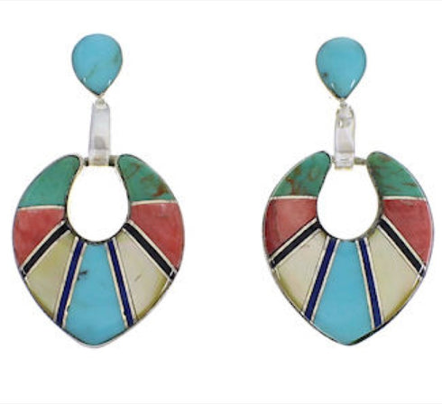 Southwest Multicolor And Sterling Silver Earrings EX31513