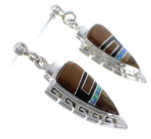 Multicolor Inlay Silver Southwest Earrings EX31534