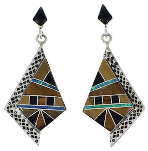 Tiger Eye And Multicolor Southwest Silver Earrings EX31540