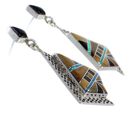 Tiger Eye And Multicolor Southwest Silver Earrings EX31540
