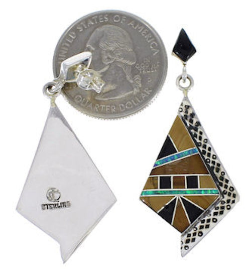 Tiger Eye And Multicolor Southwest Silver Earrings EX31540