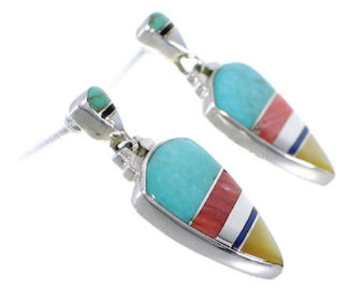 Southwestern Multicolor Inlay Silver Earrings EX31555