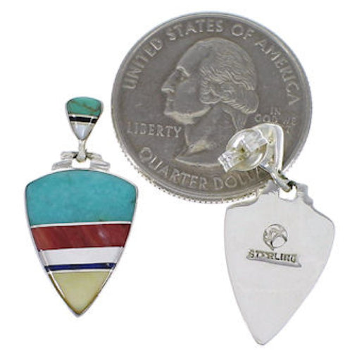 Southwestern Multicolor Inlay Silver Earrings EX31555