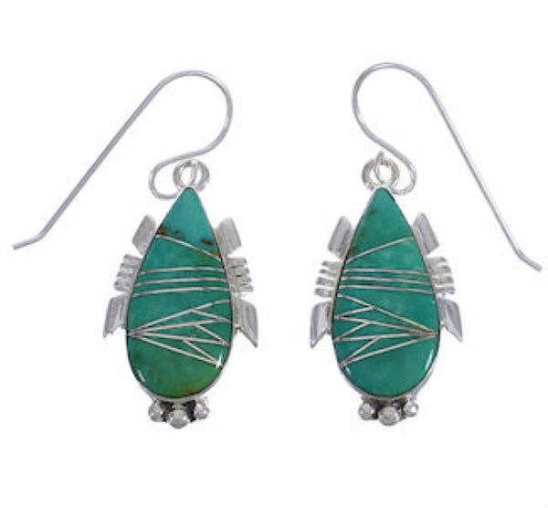 Turquoise Inlay Southwest Hook Dangle Earrings FX31378