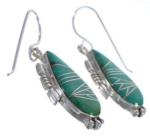 Turquoise Inlay Southwest Hook Dangle Earrings FX31378
