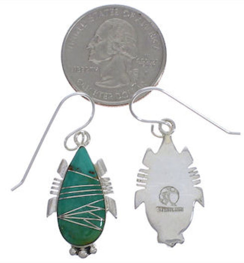 Turquoise Inlay Southwest Hook Dangle Earrings FX31378