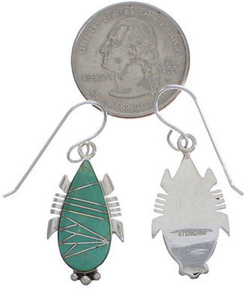 Silver Turquoise Southwest Hook Dangle Earrings FX31380