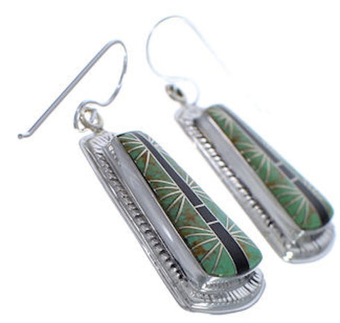 Southwest Turquoise Jet Inlay Silver Earrings FX31441