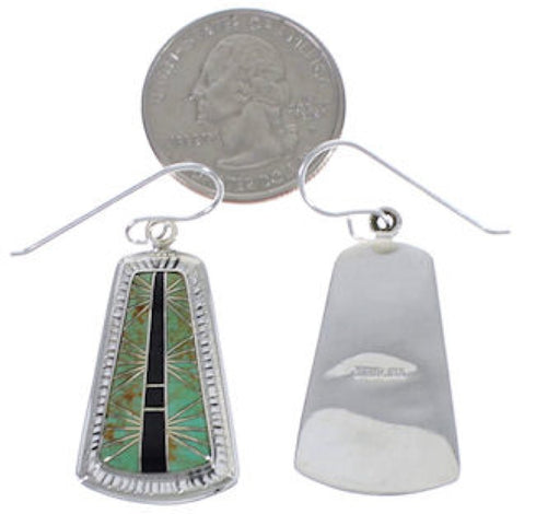 Southwest Turquoise Jet Inlay Silver Earrings FX31441