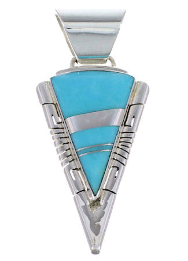 Genuine Sterling Silver And Turquoise Inlay Pendant EX28875